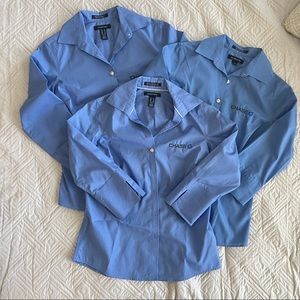 3 Lands End Chase Bank blue button down shirts. Size 00